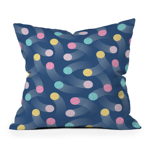 marufemia Colorful pastel tennis balls blue Throw Pillow
