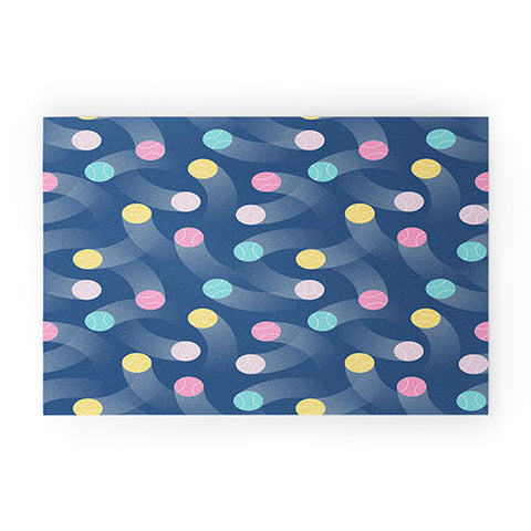 marufemia Colorful pastel tennis balls blue Welcome Mat