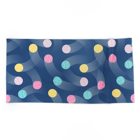 marufemia Colorful pastel tennis balls blue Beach Towel