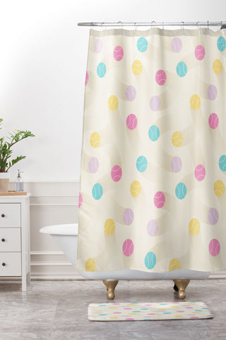 marufemia Colorful pastel tennis balls Shower Curtain And Mat