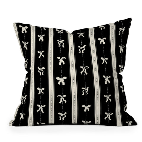 marufemia Coquette bows black and white Outdoor Throw Pillow