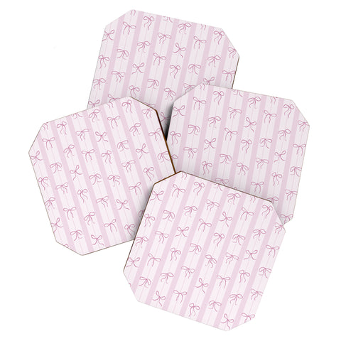 marufemia Coquette pink bows Coaster Set