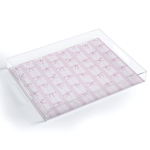 marufemia Coquette pink bows Acrylic Tray