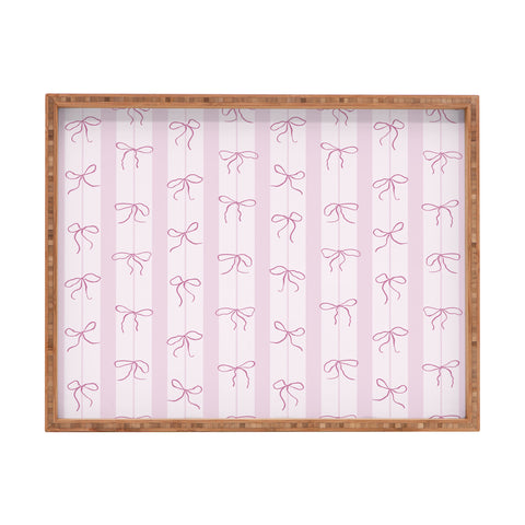 marufemia Coquette pink bows Rectangular Tray