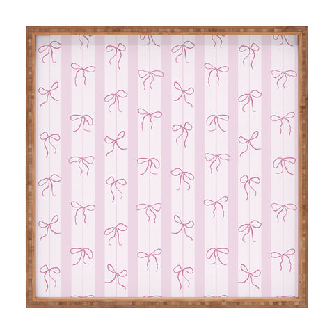 marufemia Coquette pink bows Square Tray