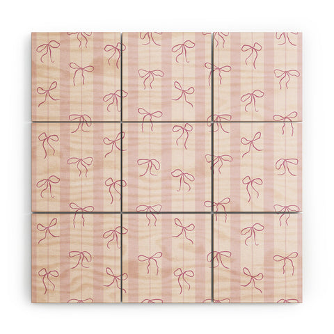 marufemia Coquette pink bows Wood Wall Mural