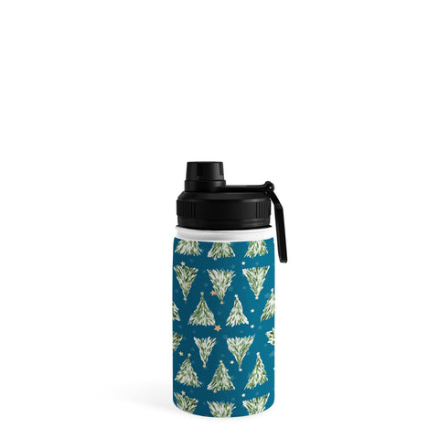 marufemia Holiday christmas tree over blue Water Bottle