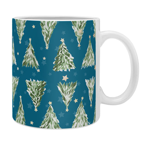 marufemia Holiday christmas tree over blue Coffee Mug