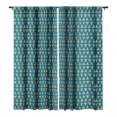 marufemia Holiday christmas tree over blue Blackout Window Curtain