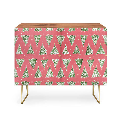 marufemia Holiday christmas tree over pink Credenza