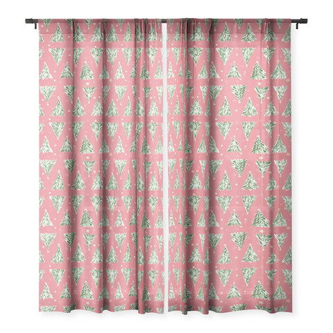 marufemia Holiday christmas tree over pink Sheer Non Repeat