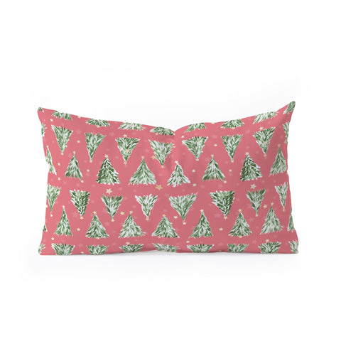 marufemia Holiday christmas tree over pink Oblong Throw Pillow