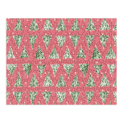 marufemia Holiday christmas tree over pink Puzzle