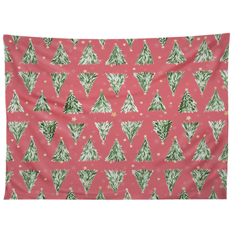 marufemia Holiday christmas tree over pink Tapestry