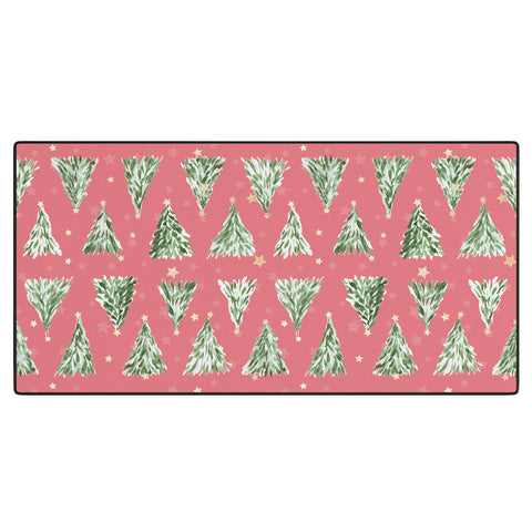 marufemia Holiday christmas tree over pink Desk Mat