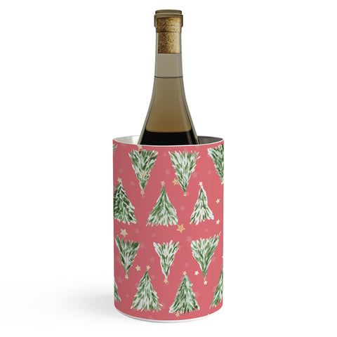 marufemia Holiday christmas tree over pink Wine Chiller