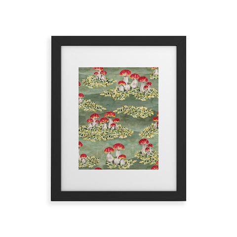 marufemia Mosses and mushroom Mosaic Framed Art Print