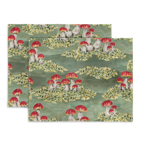 marufemia Mosses and mushroom Mosaic Placemat