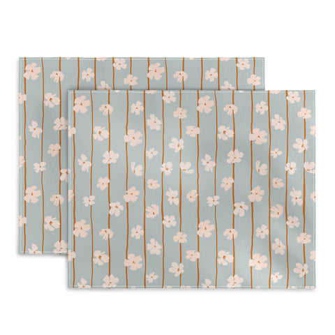 marufemia Peach flowers on green and orange Placemat
