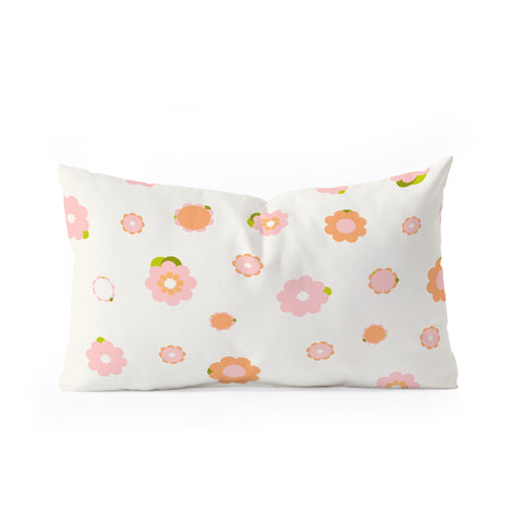 marufemia Sweet peach pink and orange Oblong Throw Pillow