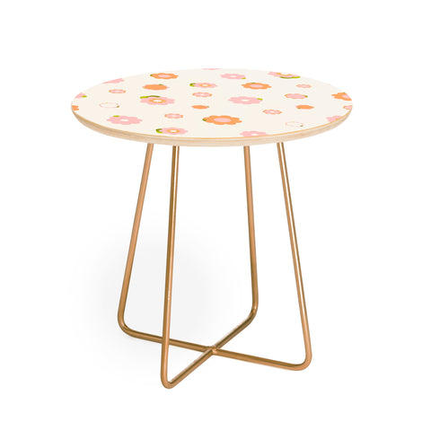 marufemia Sweet peach pink and orange Round Side Table