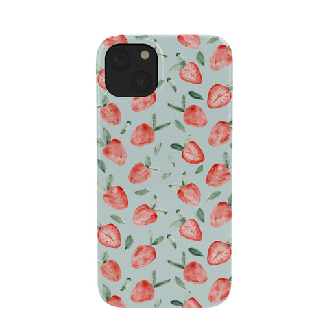 marufemia Watercolor painting strawberries blue Phone Case
