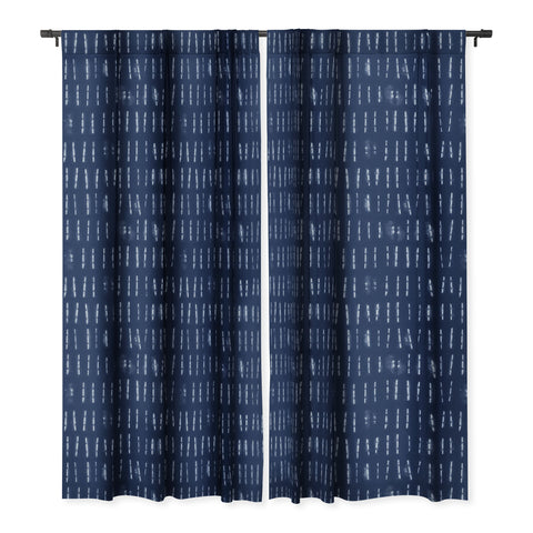 marufemia White stripes over blue shibori Blackout Window Curtain