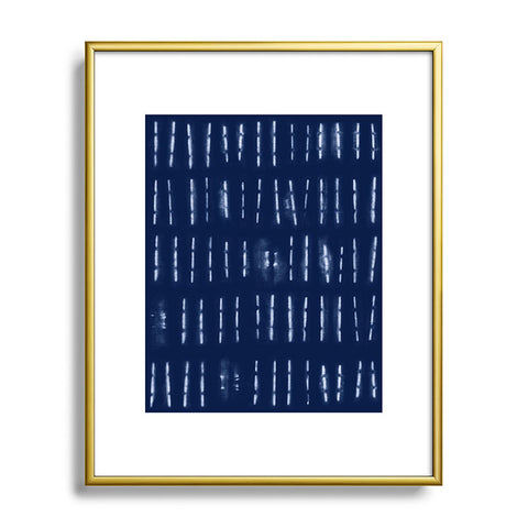 marufemia White stripes over blue shibori Metal Framed Art Print