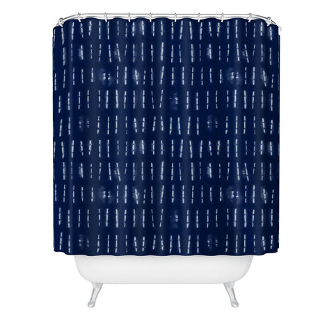 marufemia White stripes over blue shibori Shower Curtain