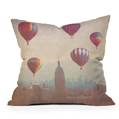 Maybe Sparrow Photography Balloons Over Midtown Outdoor Throw Pillow