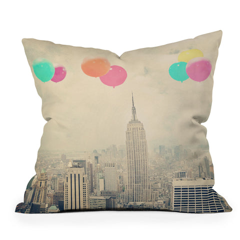 Maybe Sparrow Photography Balloons Over The City Outdoor Throw Pillow