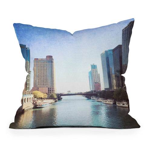 Maybe Sparrow Photography Chicago River Throw Pillow