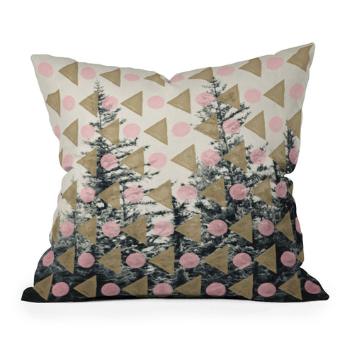 Maybe Sparrow Photography Through The Geometric Trees Outdoor Throw Pillow