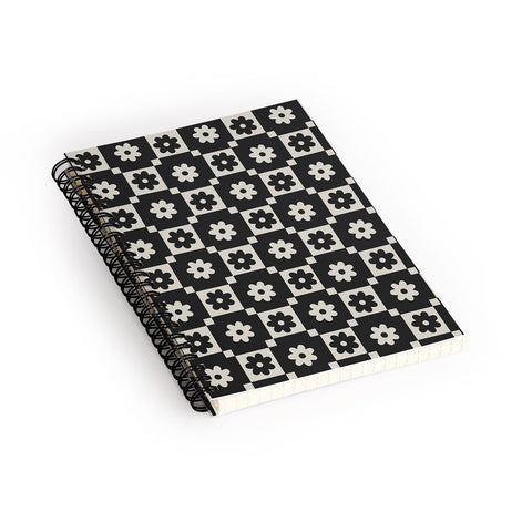 Megan Galante Checkered Daisy Black ink Spiral Notebook