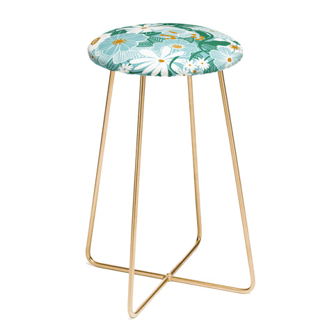 Megan Galante Groovy Floral Blue Counter Stool