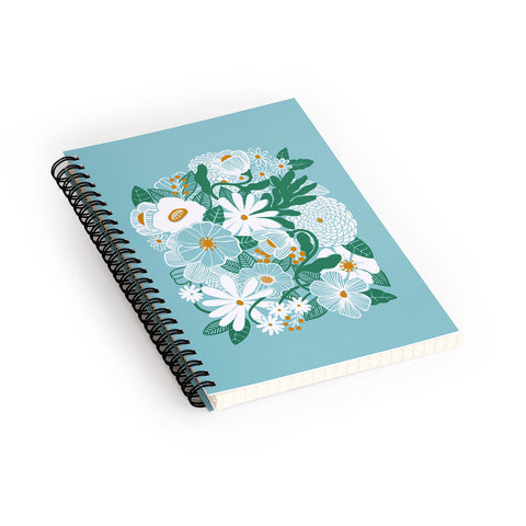Megan Galante Groovy Floral Blue Spiral Notebook