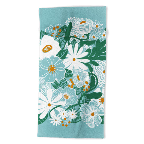Megan Galante Groovy Floral Blue Beach Towel