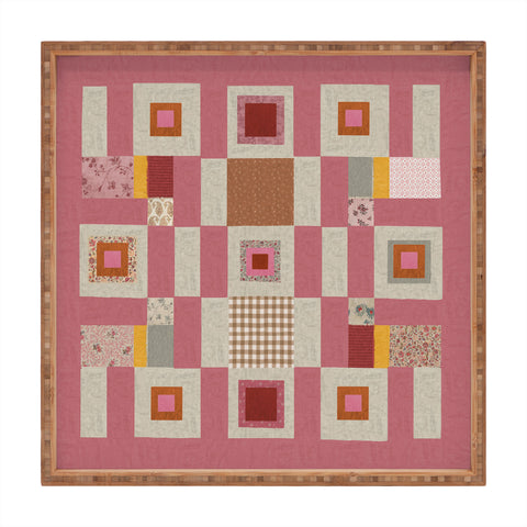 Megan Galante Pink Cottage Quilt Square Tray