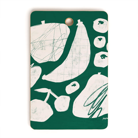 Megan Roy Abstract Fruit Green Cutting Board Rectangle