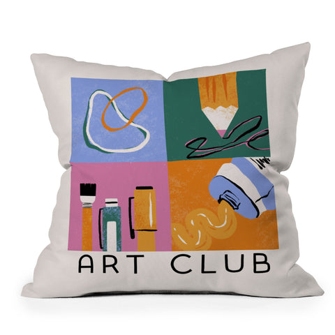 Megan Roy Art Club Outdoor Throw Pillow