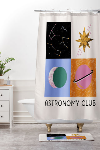 Megan Roy Astronomy Club I Shower Curtain And Mat