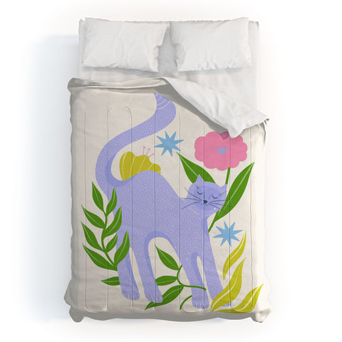 Melissa Donne Cat in Flower Garden Comforter