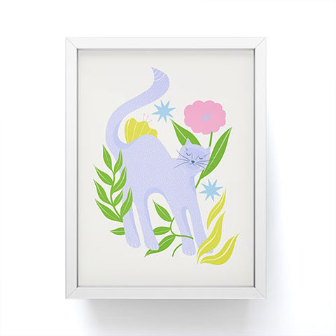 Melissa Donne Cat in Flower Garden Framed Mini Art Print