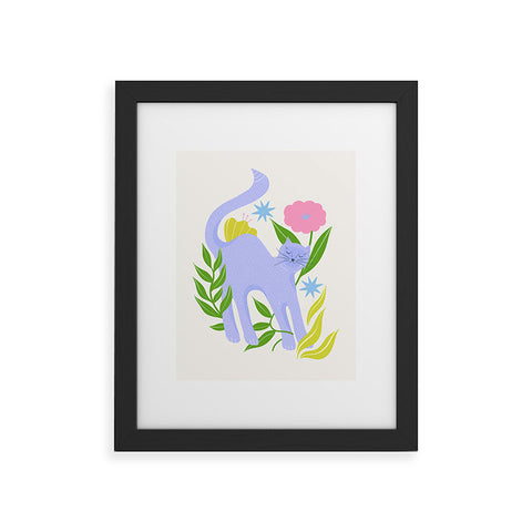 Melissa Donne Cat in Flower Garden Framed Art Print
