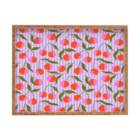 Melissa Donne Cherries and Stripes Rectangular Tray