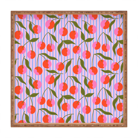 Melissa Donne Cherries and Stripes Square Tray