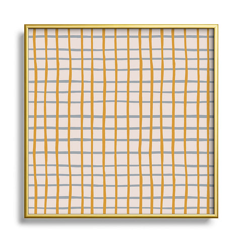 Menina Lisboa Blue Yellow Stripes Square Metal Framed Art Print