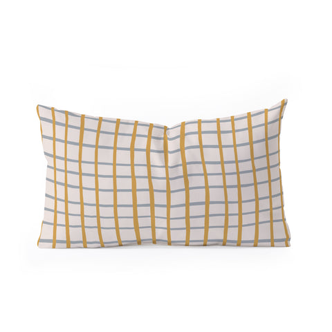 Menina Lisboa Blue Yellow Stripes Oblong Throw Pillow