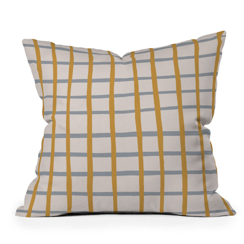 Menina Lisboa Blue Yellow Stripes Outdoor Throw Pillow