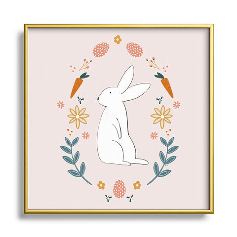 Menina Lisboa Easter Bunny Square Metal Framed Art Print